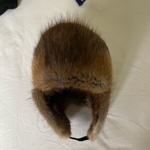 Vintage Muskrat Fur Hat - Dark blue